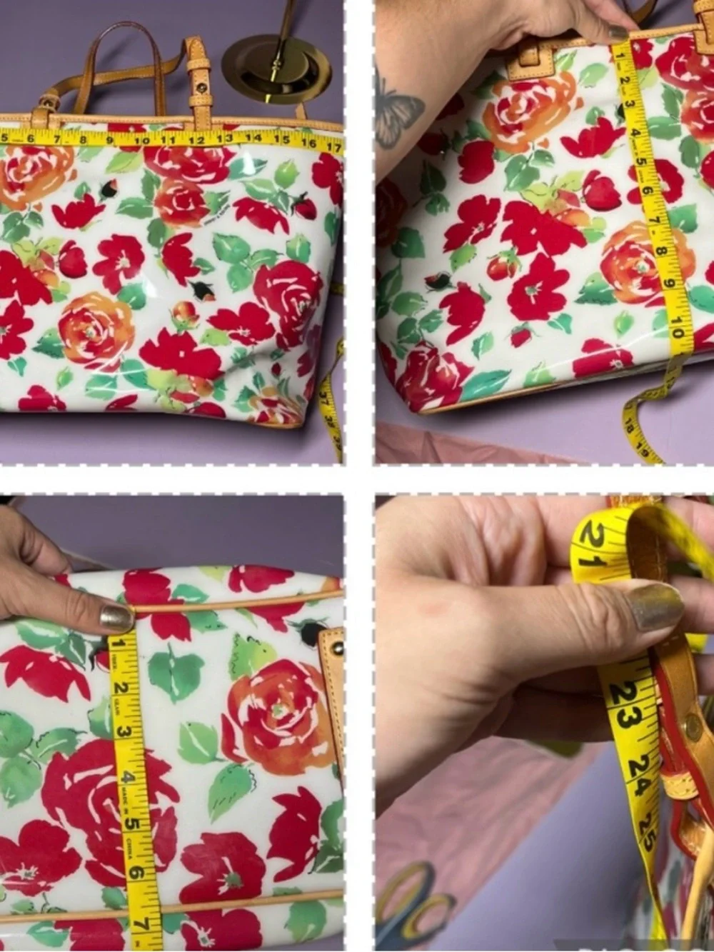 Dooney & Bourke Floral Tote Bag in Red/Orange/Green - Picture 9 of 9